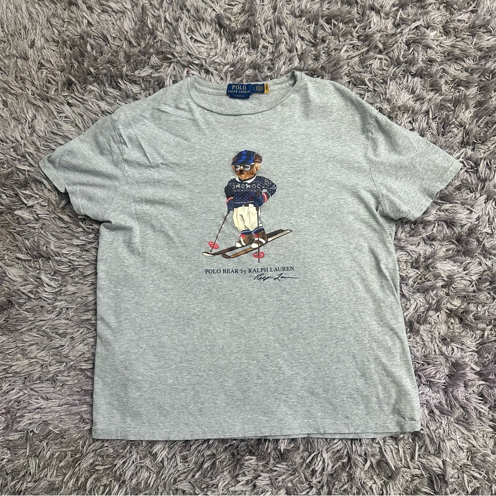 Ralph Lauren Gray Polo Bear Skiing T-Shirt